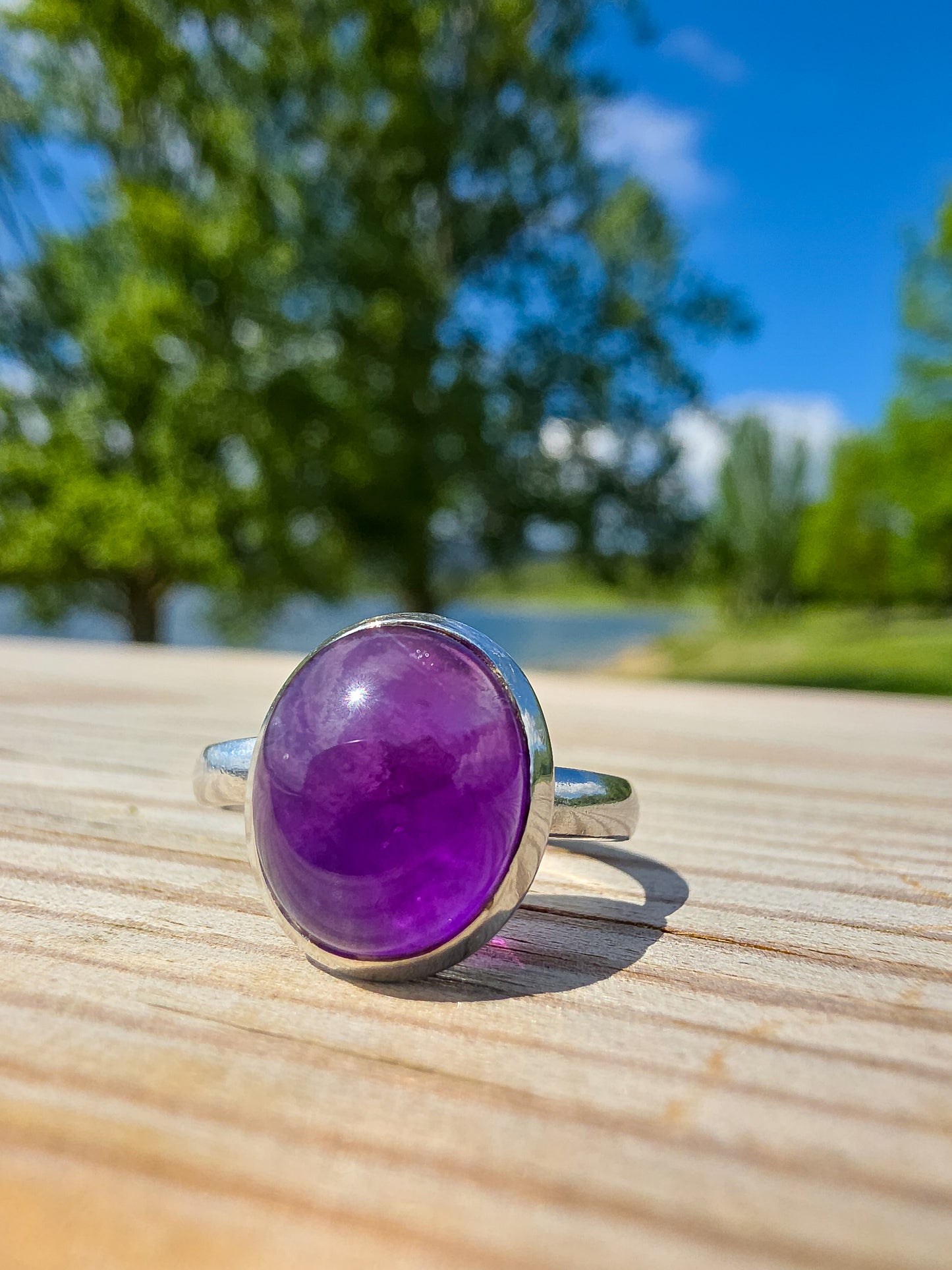 ANILLO DE AMATISTA EN PLATA | AJUSTABLE