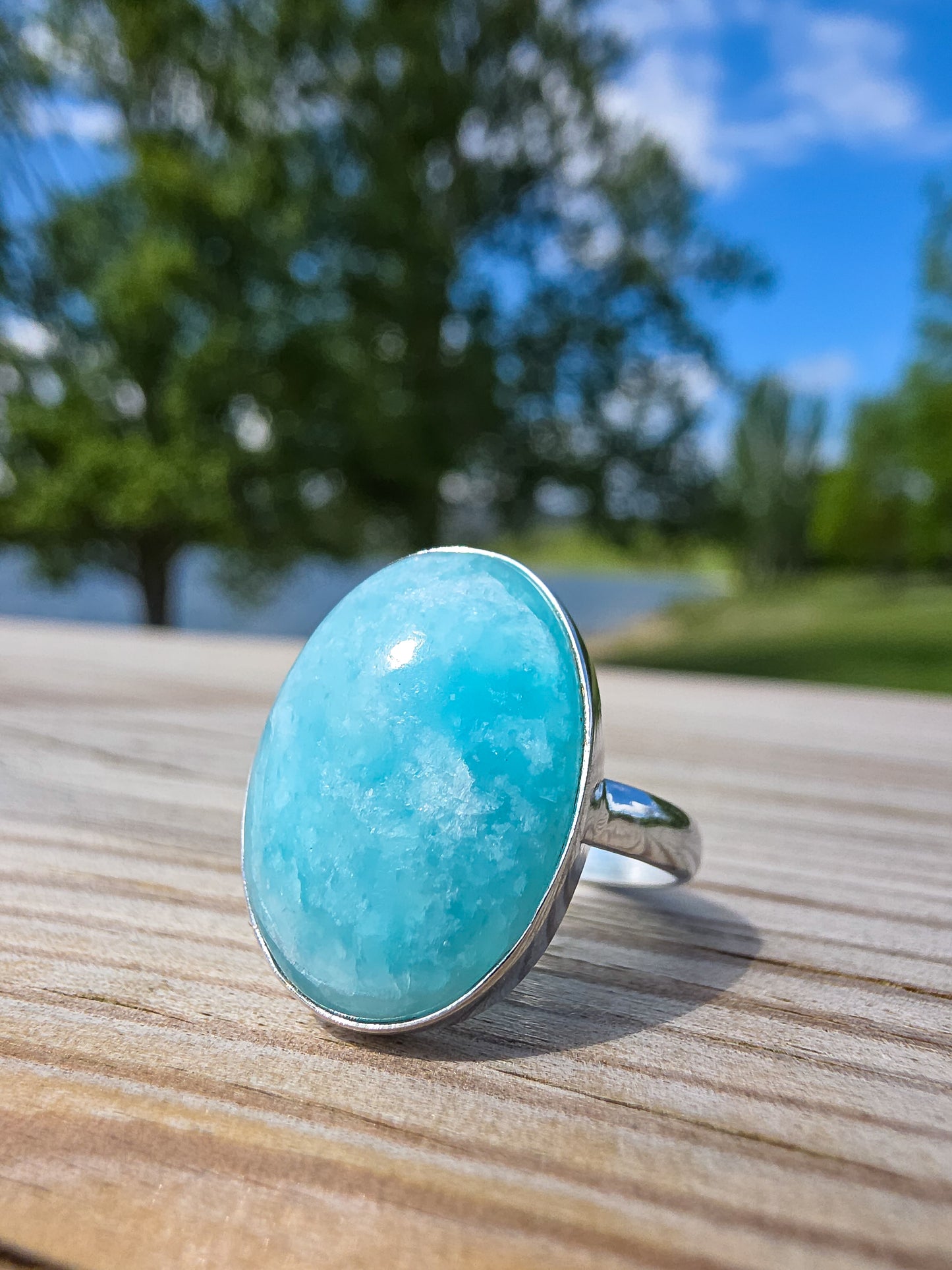 ANILLO DE AMAZONITA EN PLATA | AJUSTABLE