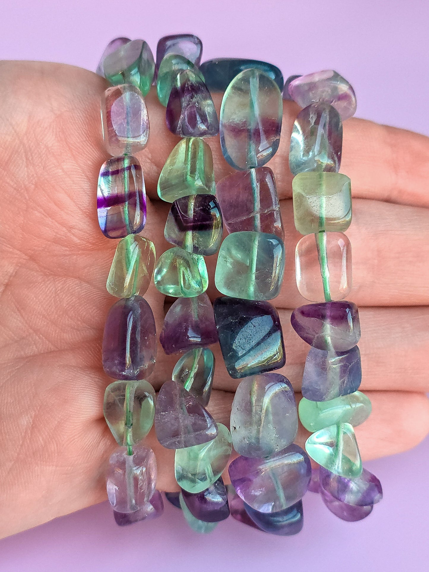 PULSERA RODADO DE FLUORITA