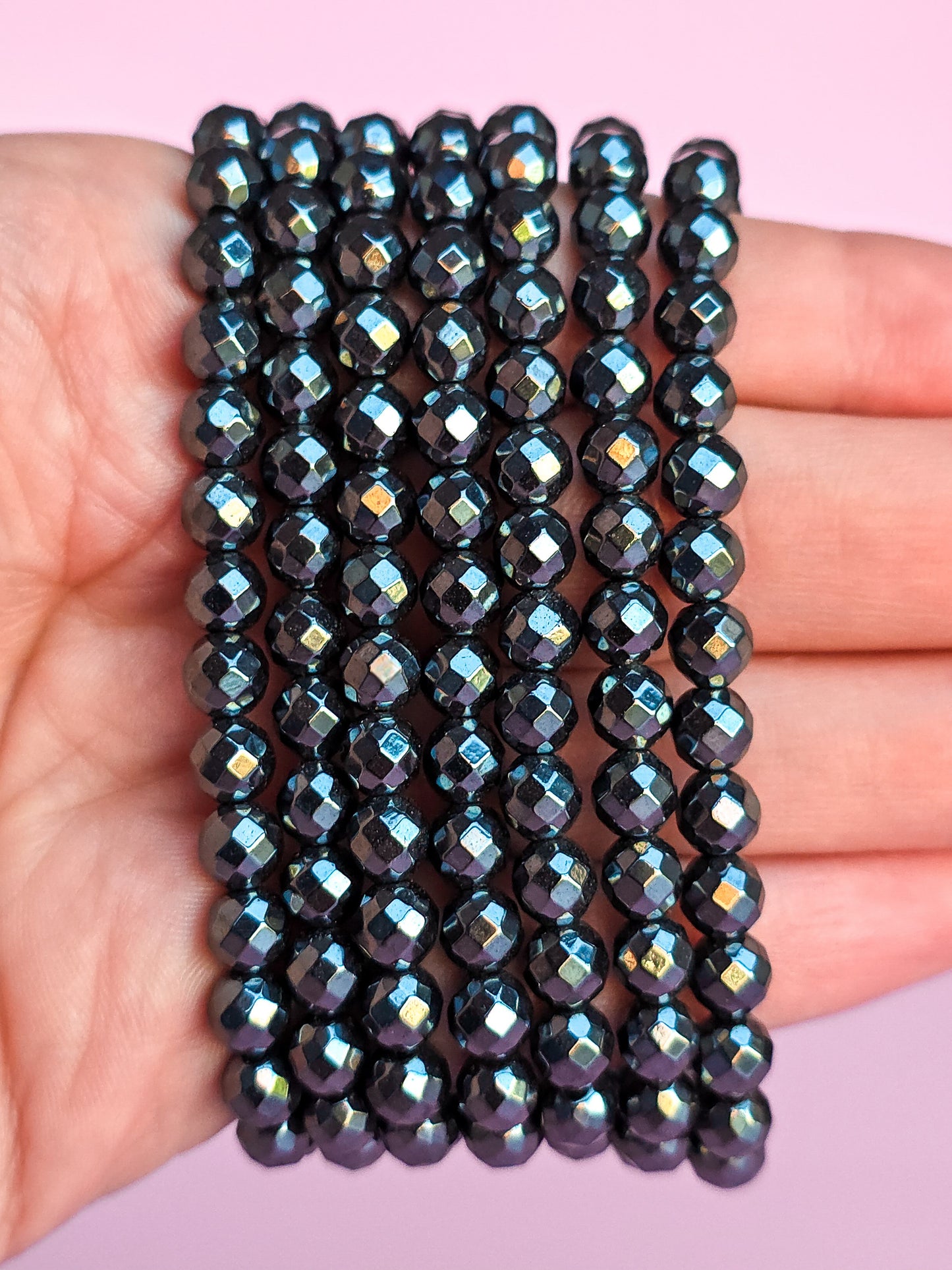 PULSERA DE HEMATITA CALIDAD EXTRA FACETADA 6MM