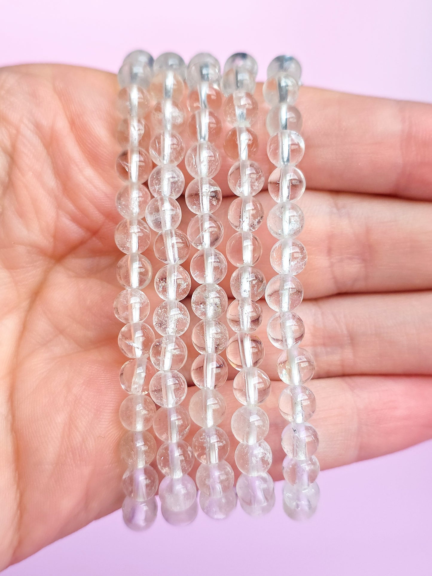 PULSERA DE CUARZO TRANSPARENTE CALIDAD EXTRA 6MM
