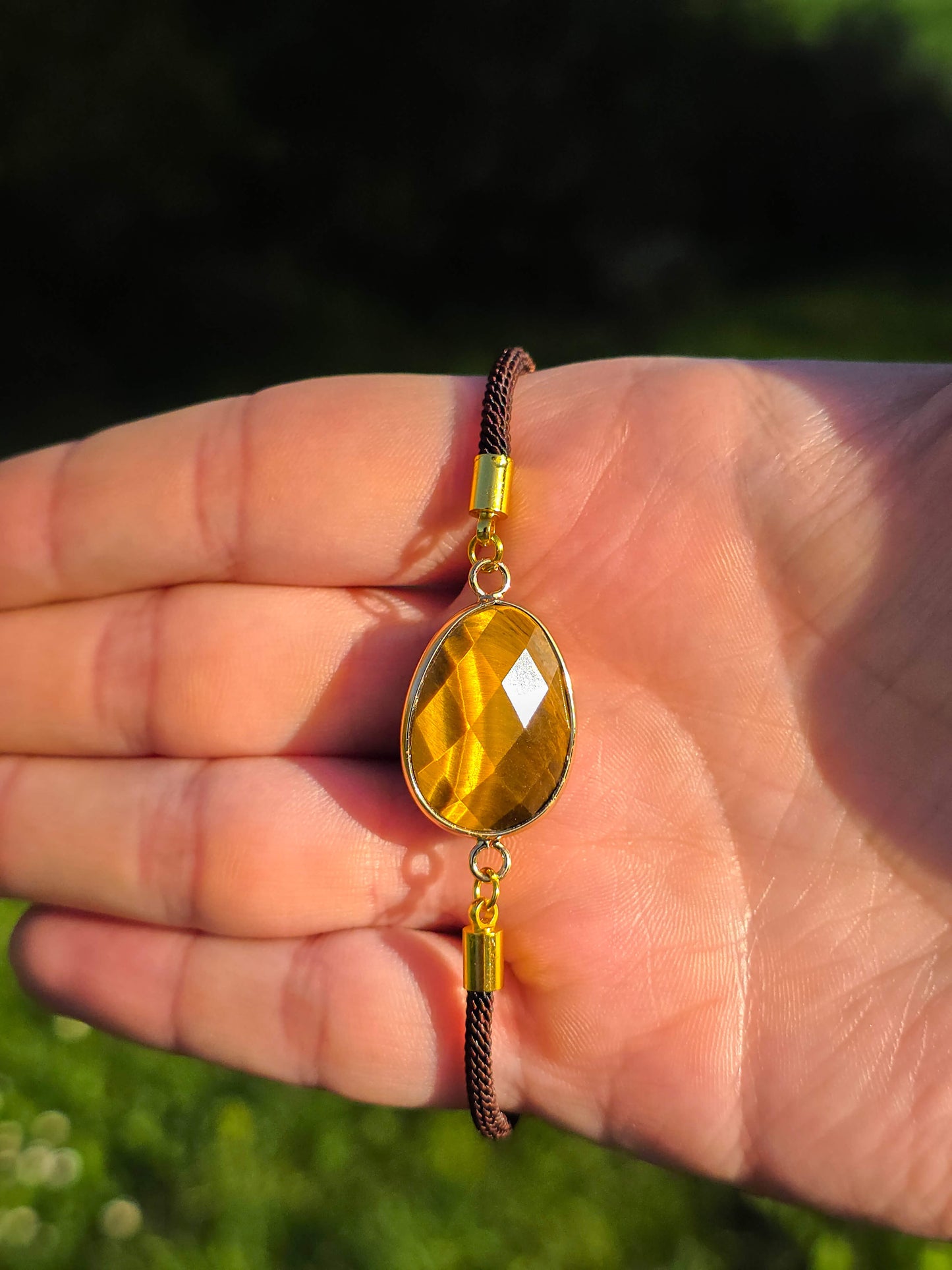 PULSERA DE CORDÓN AJUSTABLE OJO DE TIGRE