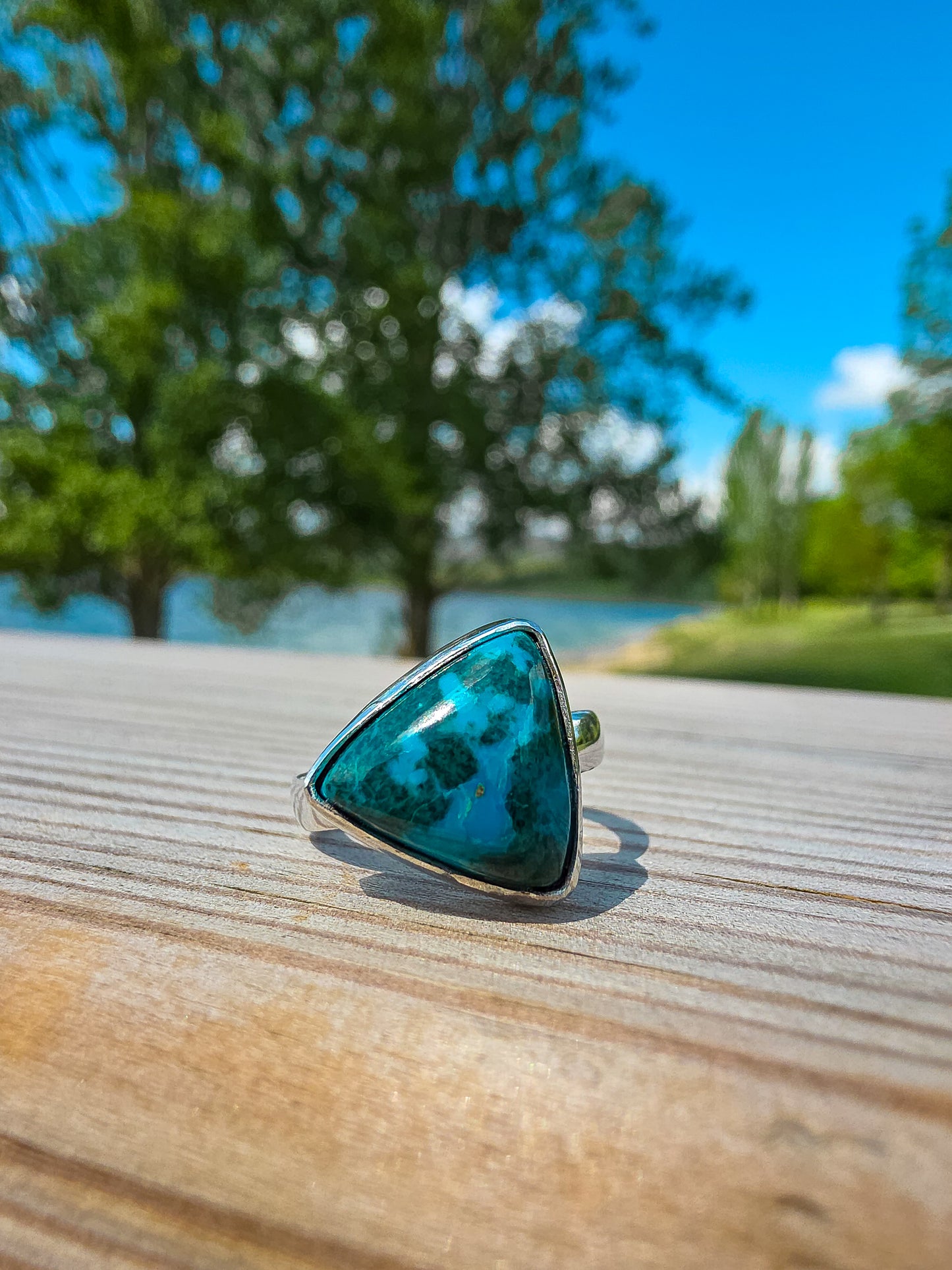 ANILLO DE CRISOCOLA EN PLATA | AJUSTABLE