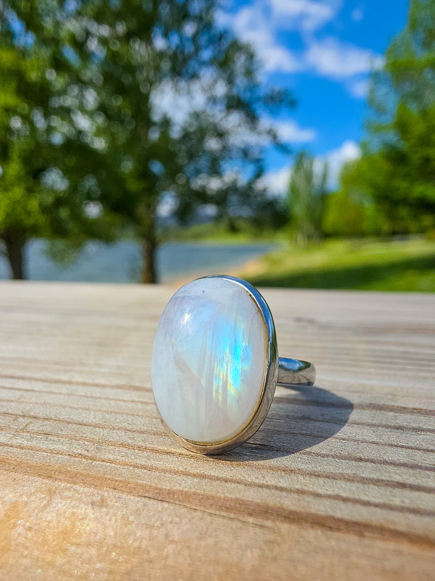 ANILLO DE PIEDRA LUNA CALIDAD EXTRA EN PLATA | AJUSTABLE