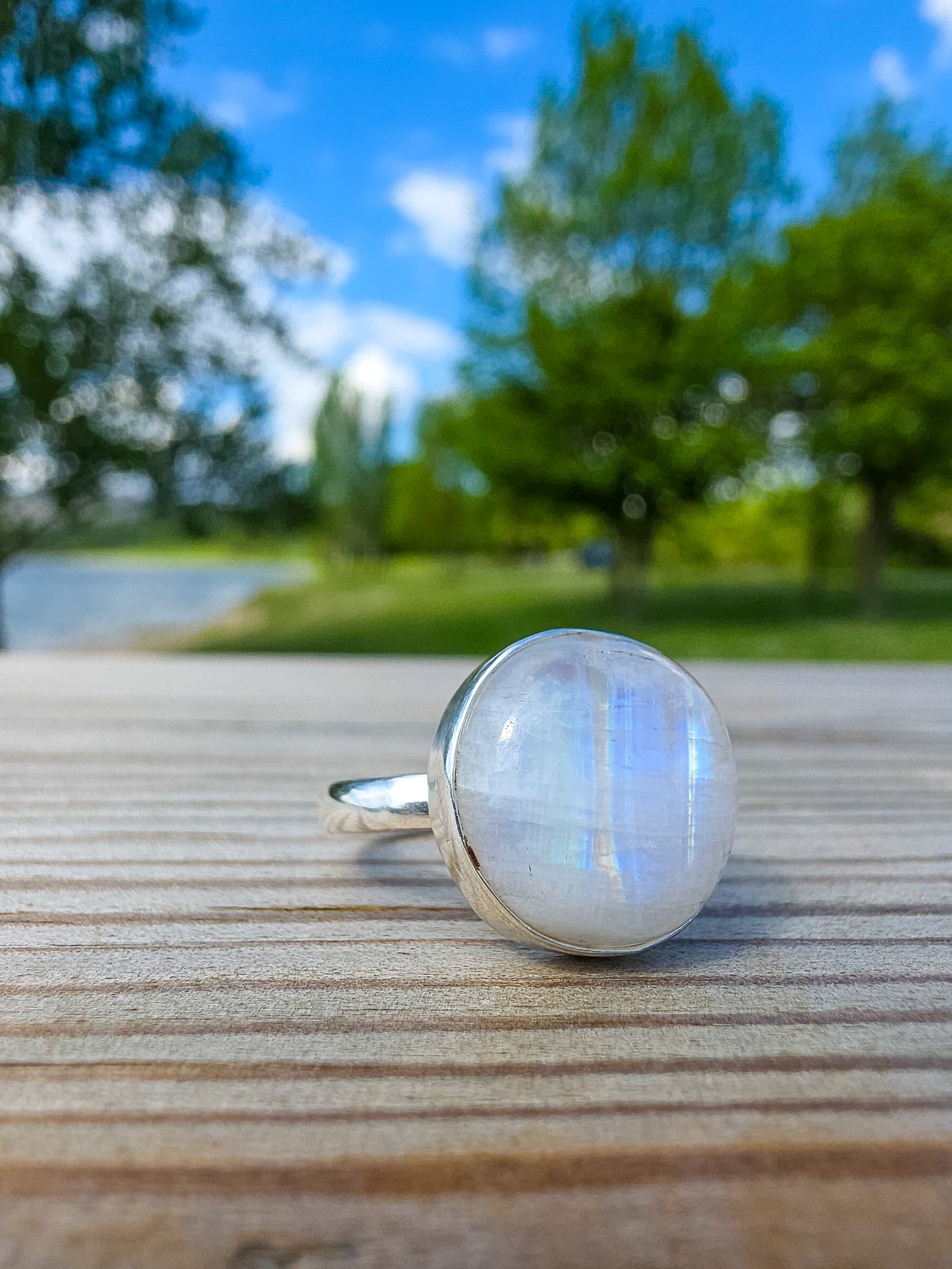 ANILLO DE PIEDRA LUNA CALIDAD EXTRA EN PLATA | AJUSTABLE