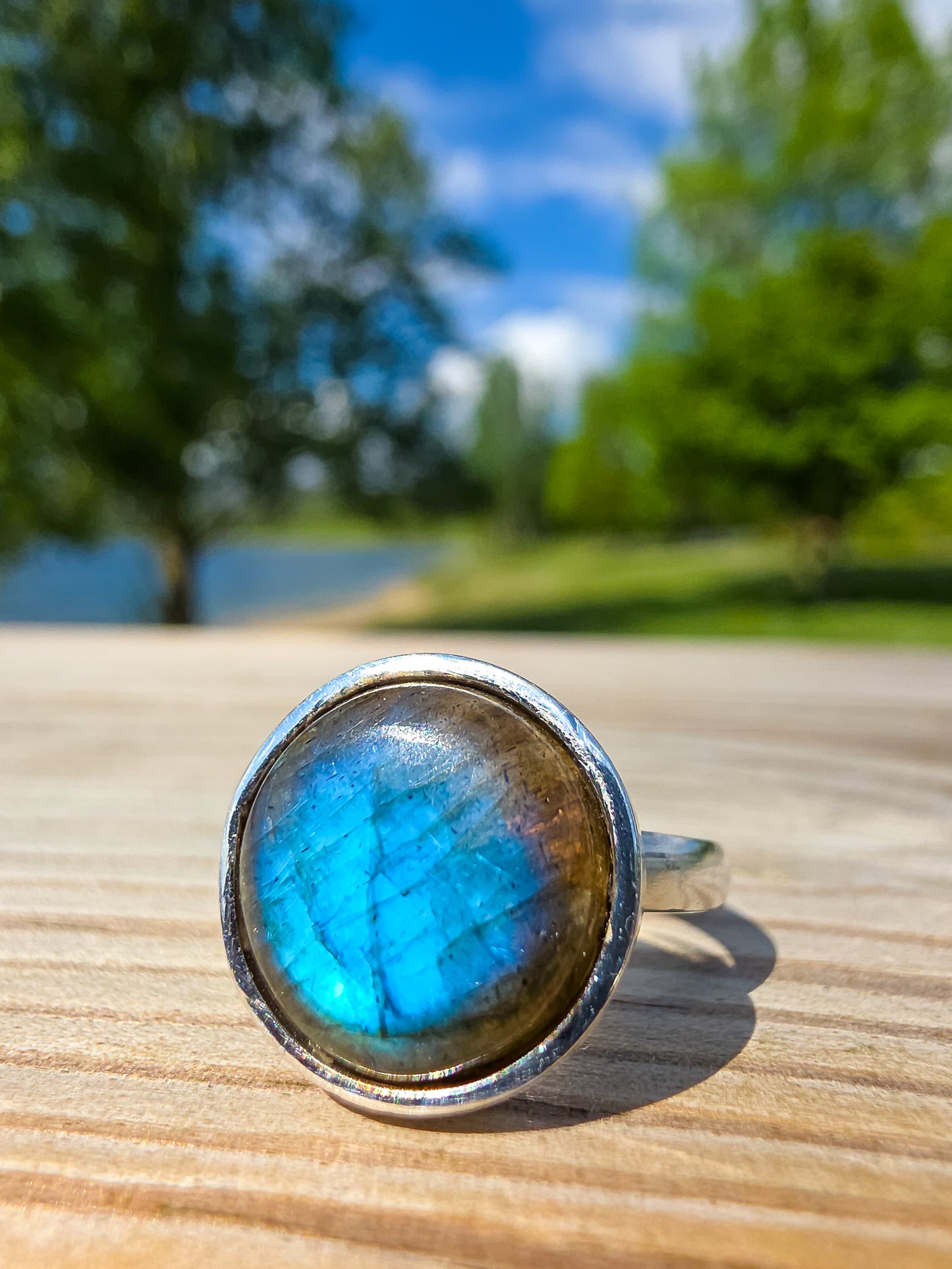 ANILLO DE LABRADORITA EN PLATA | AJUSTABLE