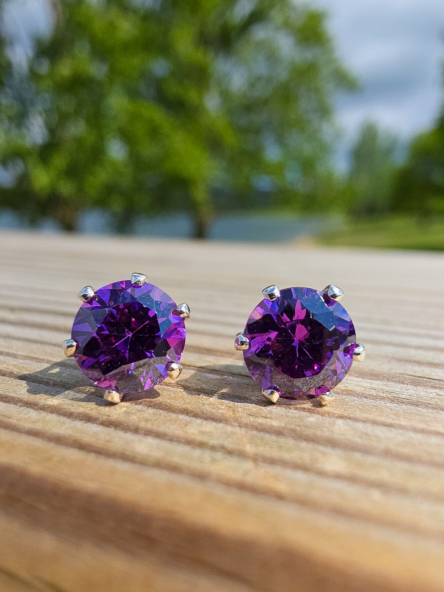 PENDIENTE DE CIRCONITA SWAROVSKI EN PLATA | 8MM | VARIOS COLORES