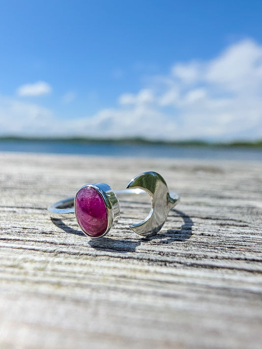 ANILLO DE RUBÍ EN PLATA | AJUSTABLE
