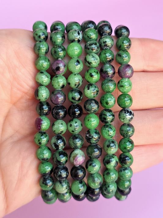 PULSERA DE RUBÍ ZOISITA 6MM