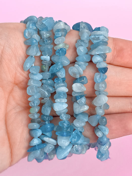 PULSERA CHIPS DE AGUAMARINA
