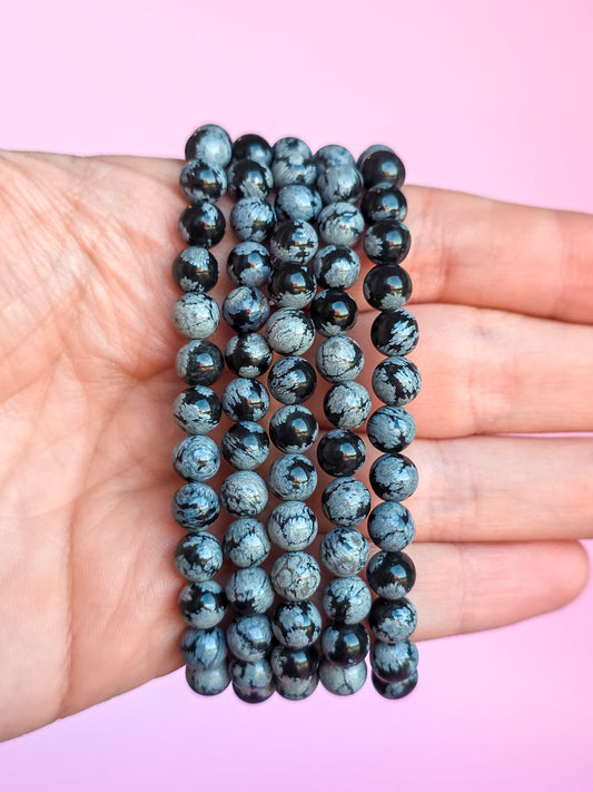 PULSERA DE OBSIDIANA NEVADA CALIDAD EXTRA 6MM