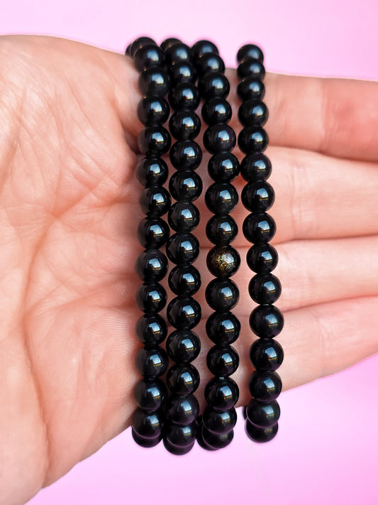 PULSERA DE OBSIDIANA DORADA 6MM