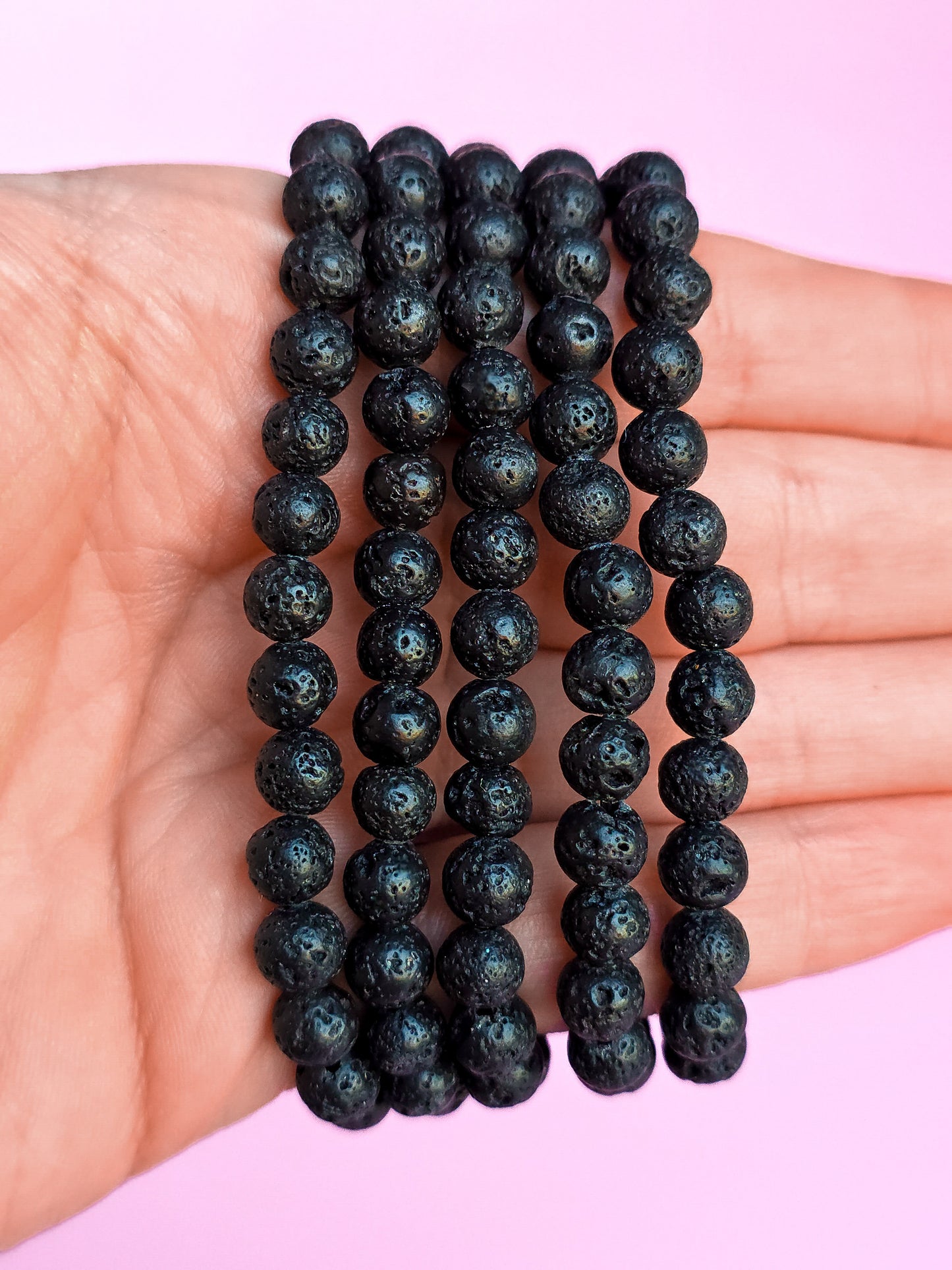 PULSERA DE PIEDRA LAVA CALIDAD EXTRA 6MM