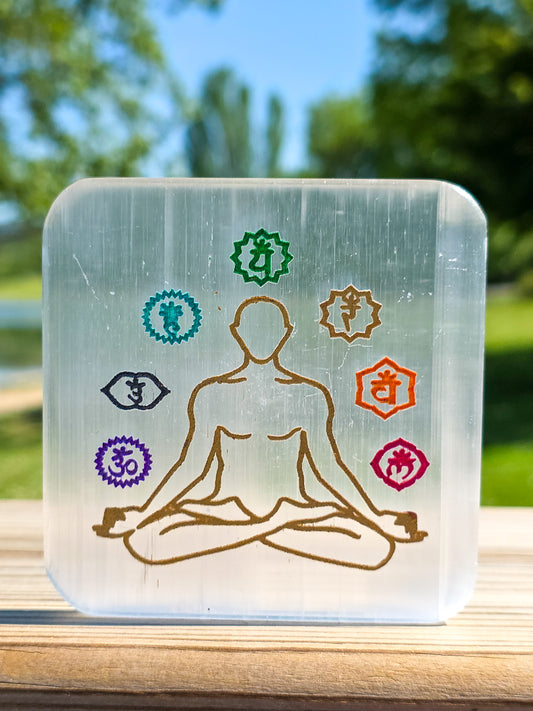 PLACA DE SELENITA 7 CHAKRAS