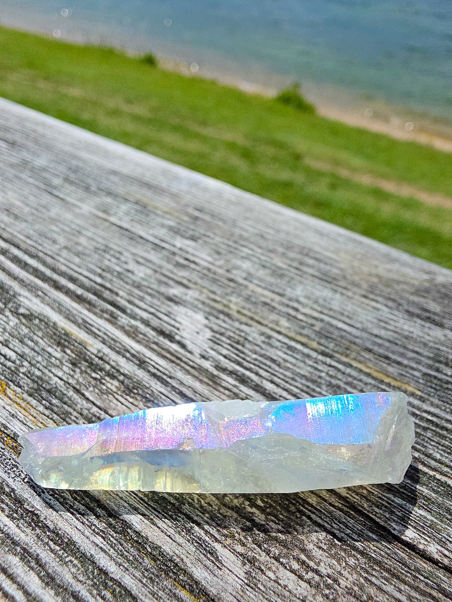 PUNTA DE CUARZO AQUA AURA HIELO CALIDAD EXTRA