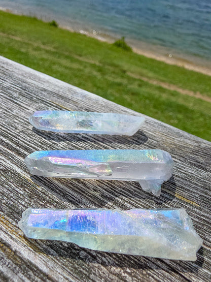 PUNTA DE CUARZO AQUA AURA HIELO CALIDAD EXTRA