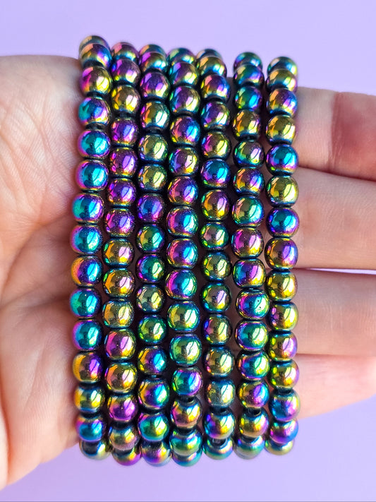 PULSERA DE HEMATITA ARCOÍRIS 6MM