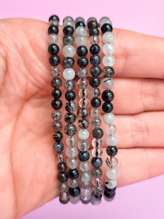 PULSERA DE CUARZO TURMALINADO 4MM