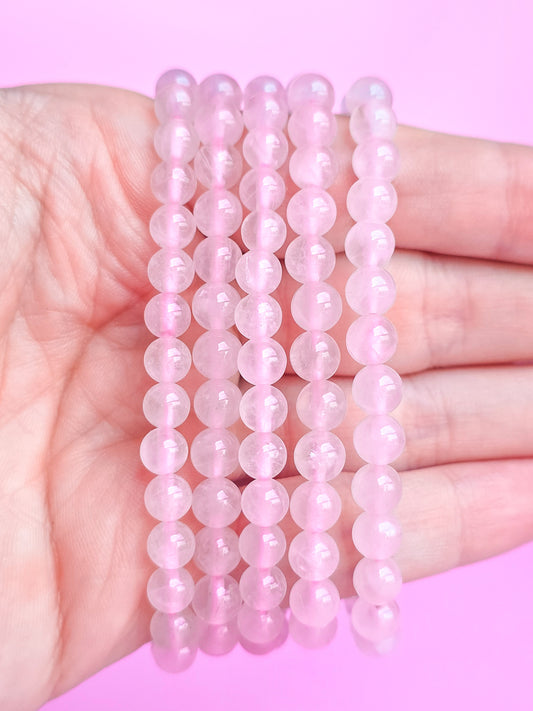 PULSERA DE CUARZO ROSA 6MM