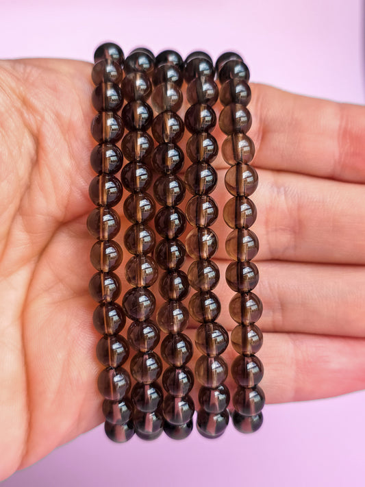 PULSERA DE CUARZO AHUMADO CALIDAD EXTRA 6MM