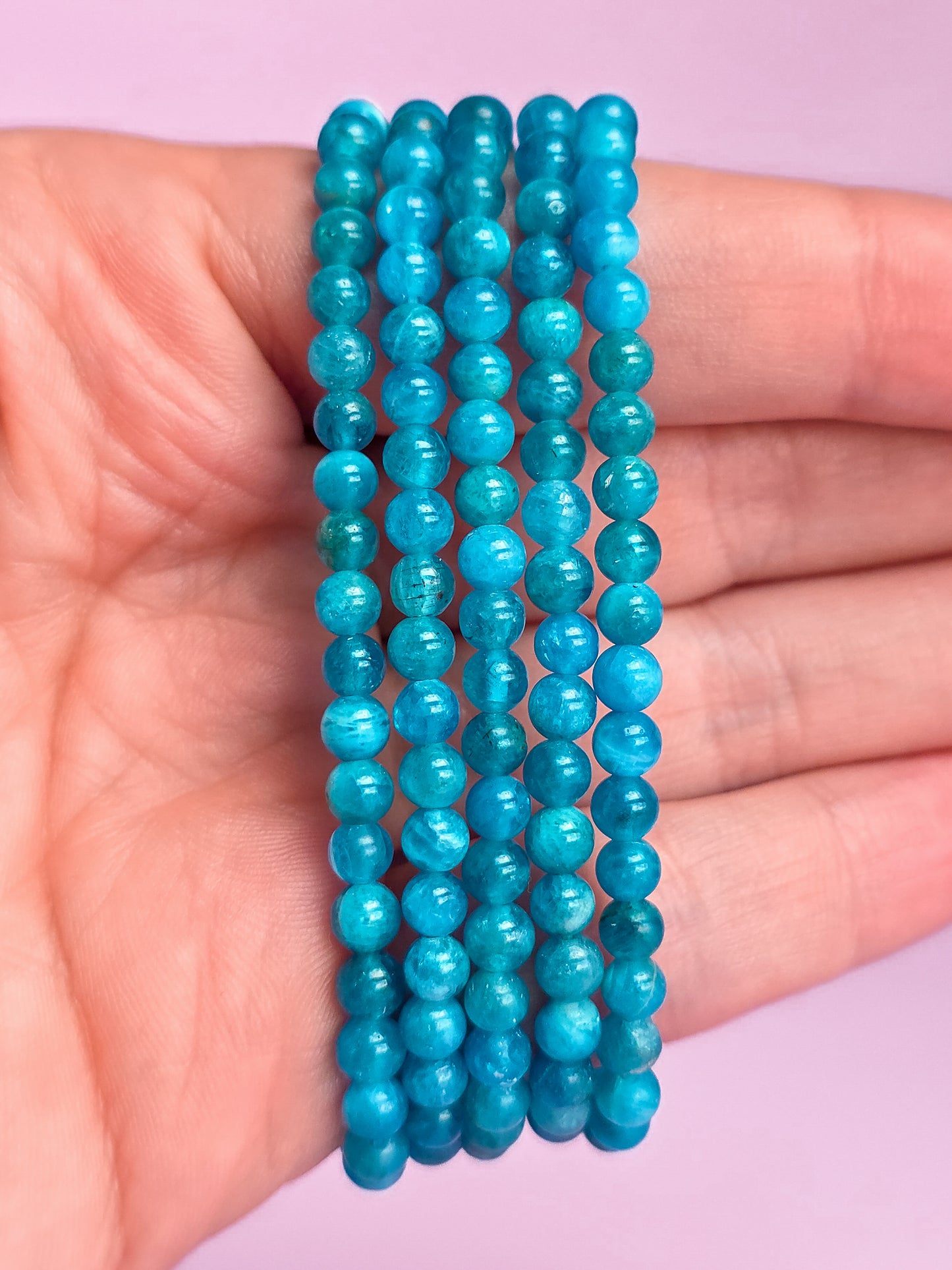 PULSERA DE APATITO AZUL CALIDAD SUPER EXTRA 4MM