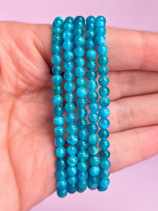 PULSERA DE APATITO AZUL CALIDAD SUPER EXTRA 4MM