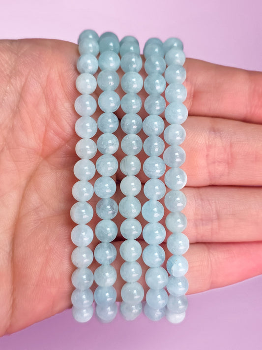 PULSERA DE AGUAMARINA 6MM