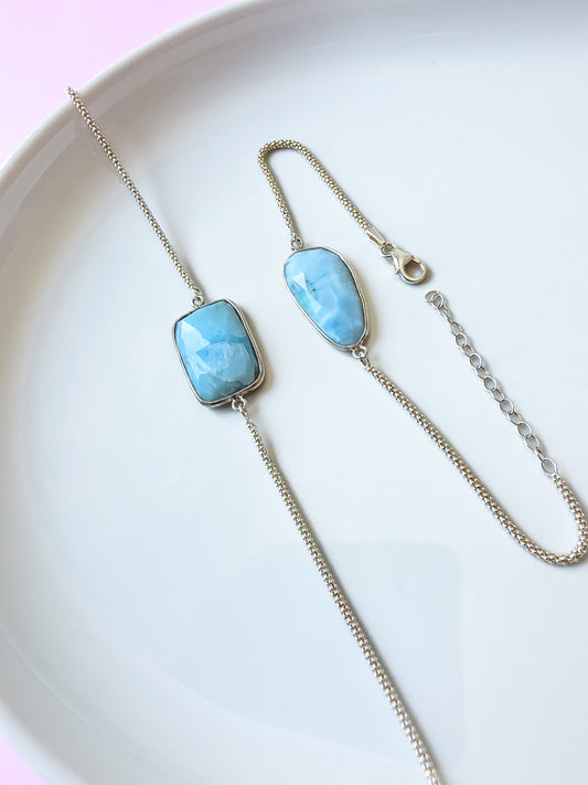 PULSERA DE LARIMAR EN PLATA