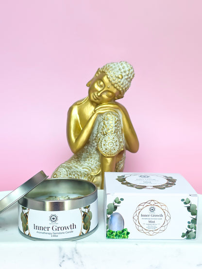 VELA "CRECIMIENTO INTERIOR" PIEDRA LUNA + MENTA | GREEN TEA