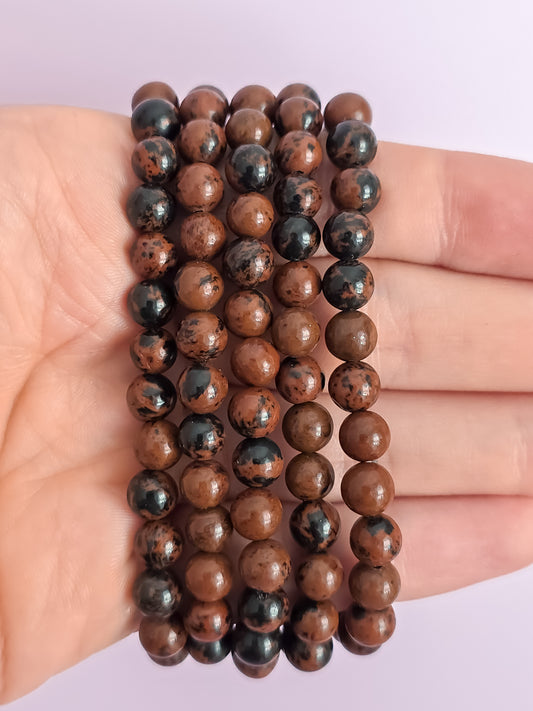 PULSERA DE OBSIDIANA CAOBA 6MM