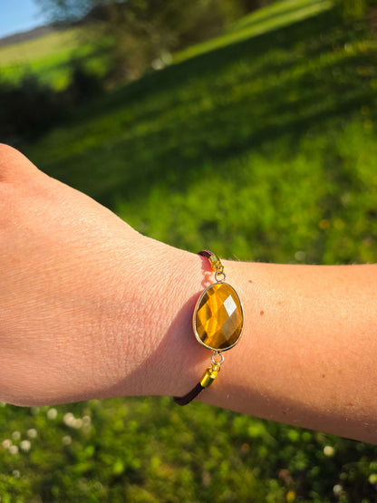 PULSERA DE CORDÓN AJUSTABLE OJO DE TIGRE