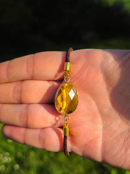 PULSERA DE CORDÓN AJUSTABLE OJO DE TIGRE