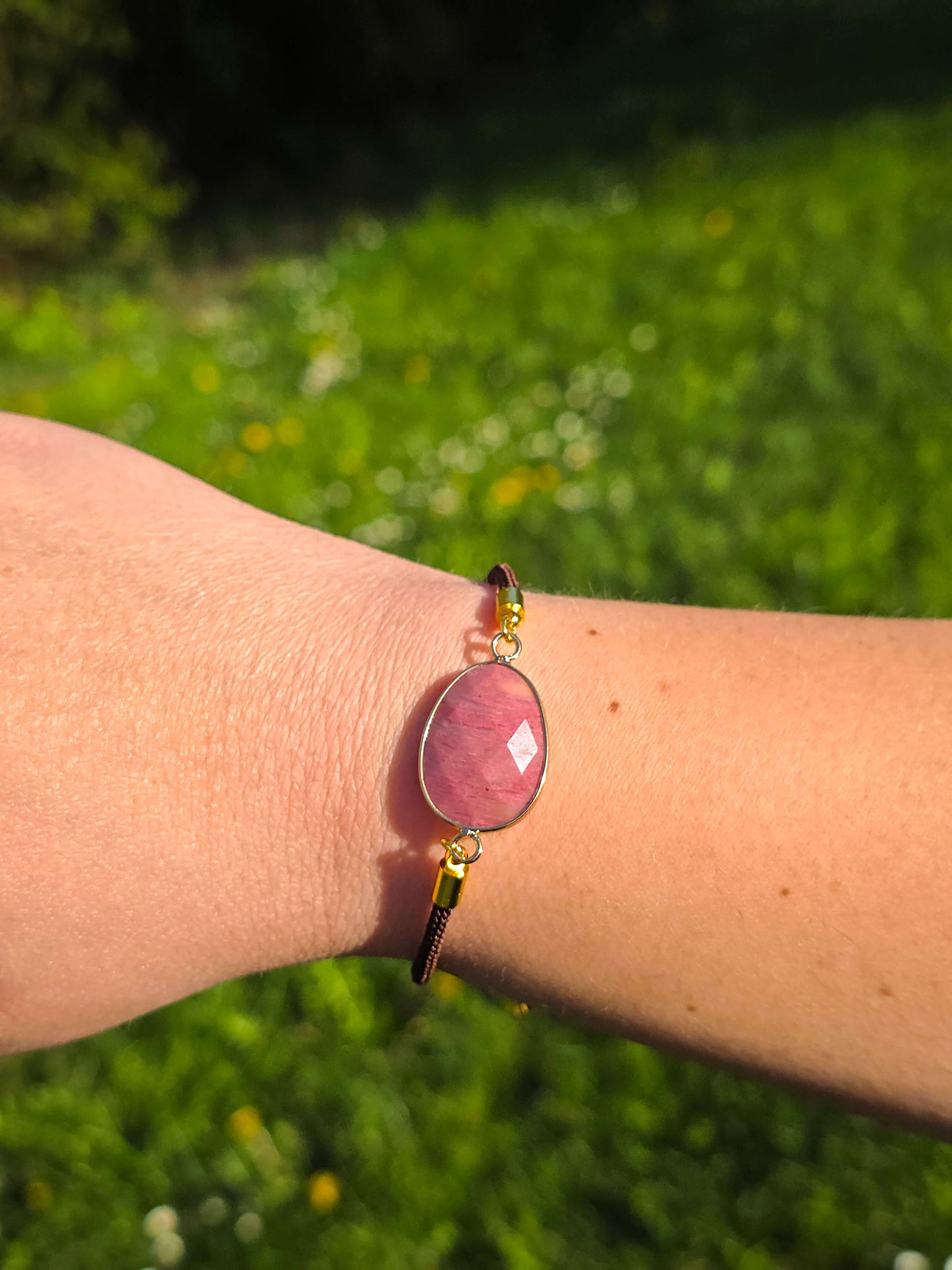 PULSERA DE CORDÓN AJUSTABLE RODONITA