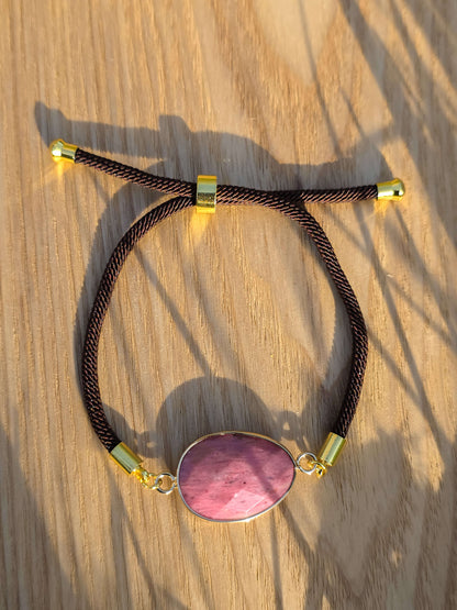PULSERA DE CORDÓN AJUSTABLE RODONITA