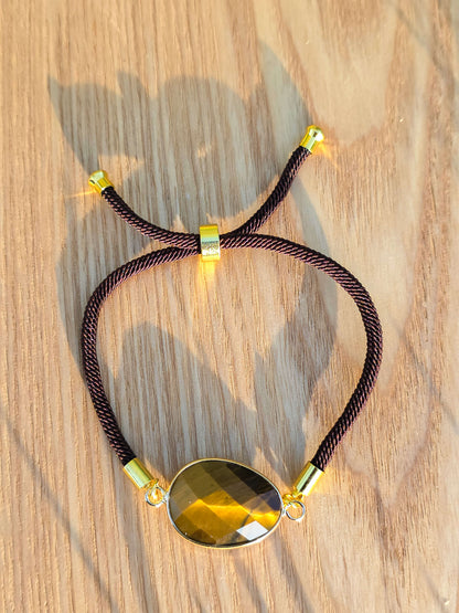 PULSERA DE CORDÓN AJUSTABLE OJO DE TIGRE