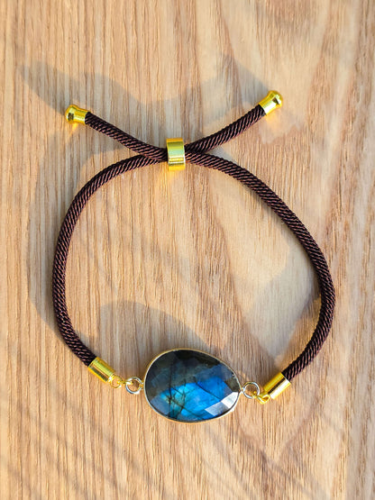 PULSERA DE CORDÓN AJUSTABLE LABRADORITA