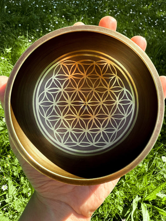 CUENCO TIBETANO FLOR DE LA VIDA DE 5 METALES