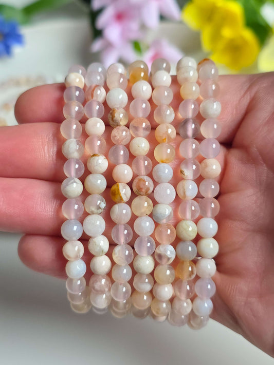 PULSERA DE ÁGATA SAKURA | FLOR DE CEREZO 6MM