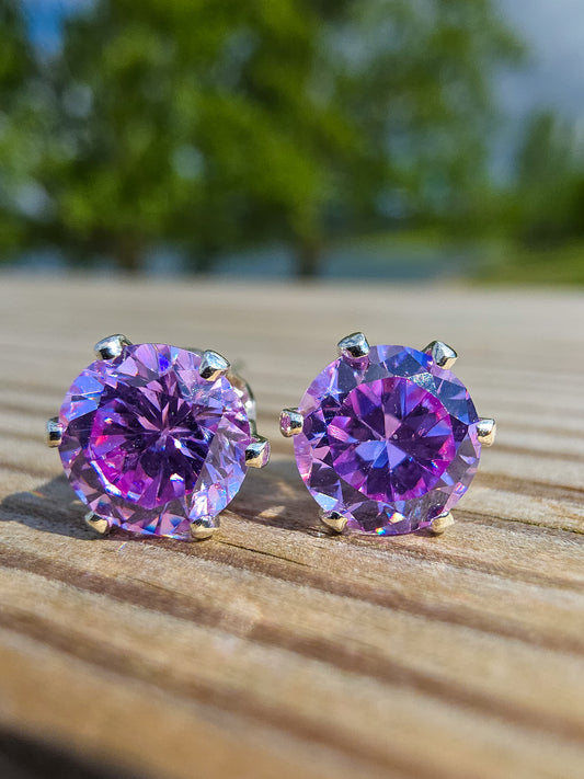 PENDIENTE DE CIRCONITA SWAROVSKI EN PLATA | 8MM | VARIOS COLORES